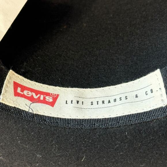 Levi's Boho Style Black Wool Wide Brim Fedora Hat - Picture 9 of 13